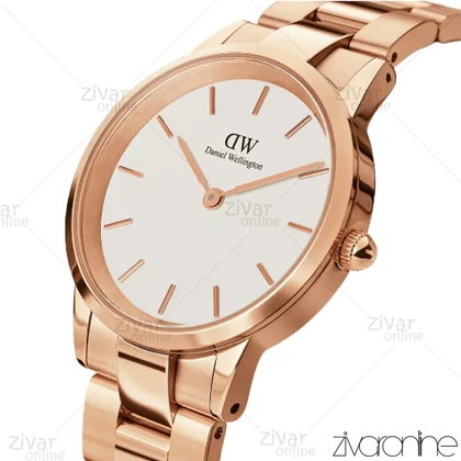 ساعت دنیل ولینگتون آیکونیک لینک زنانه رزگلد صفحه سفید مدیوم 103453