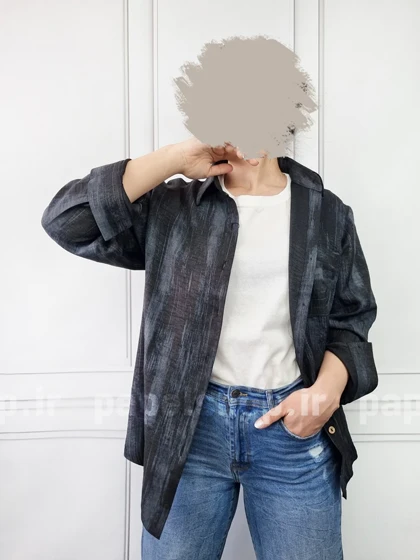 شومیز مانتویی گازوئیلی جیب‌دار