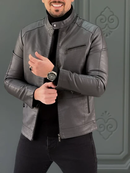 کت چرم 6208 طوسی