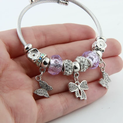 دستبند پاندورا دخترانه پروانه