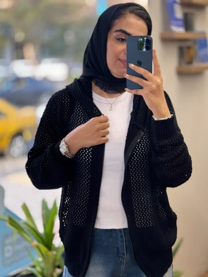 سویشرت بافت زنبوری کلاه دار_8140