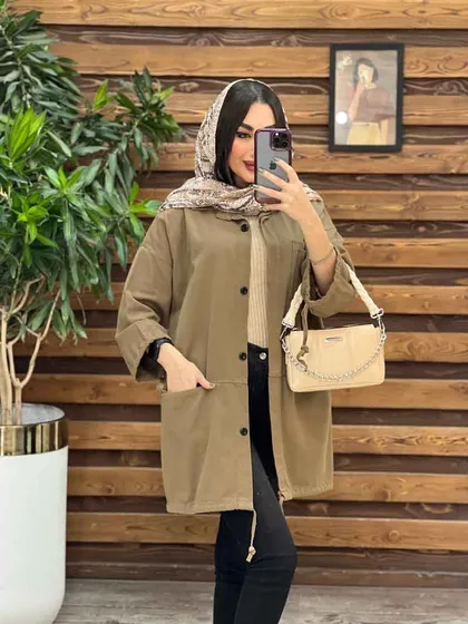 مانتو دوجیب آستین بنددار
