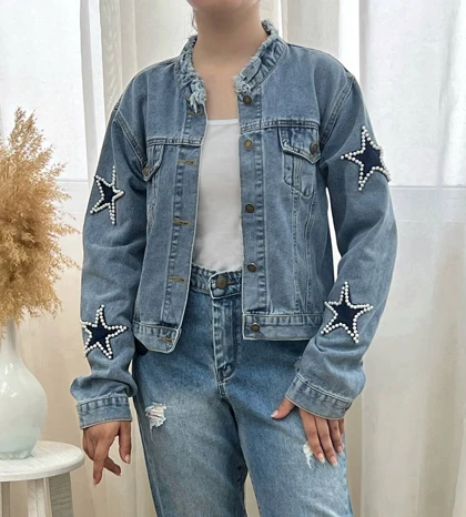 کت جین مروارید دوزی کد 2928