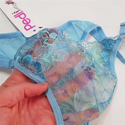 ست شورت و سوتین زنانه فنردار آبی روشن پدلی کد 5115-P202