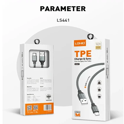 کابل میکرو یو اس بی الدنیو LDNIO مدل LS441 جریان 2.4 آمپر 1 متری