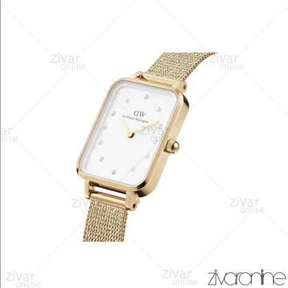 ساعت دنیل ولینگتون زنانه طلایی صفحه سفید ایندکس نگین‌دار 104314