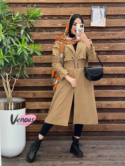 بارانی بلند بالا ژیله آستین سگک