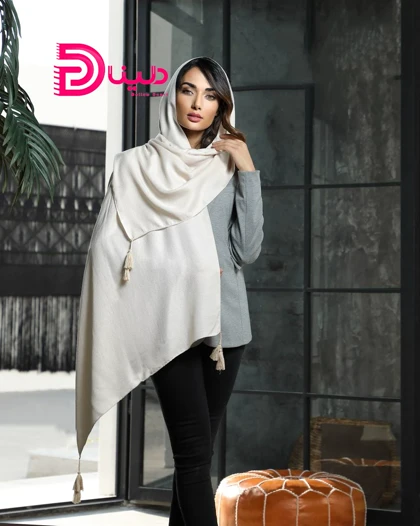 شال ساده نخی منگوله‌دار پاییزه