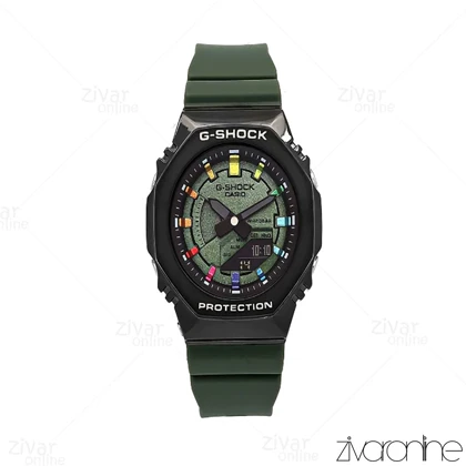 ساعت جی شاک GM-S2100 زنانه سبز مشکی ایندکس رنگین کمانی 106393