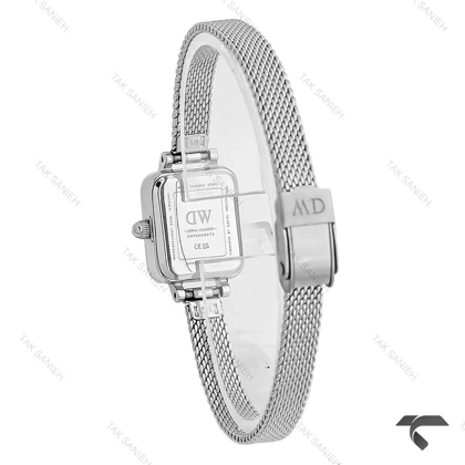 ساعت دنیل ولینگتون مینی کوادرو سیلور صفحه مشکی مهندسی حصیری DW-10671-L