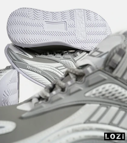 کفش کتانی ساق‌دار طوسی سفید Reebok Shaq Attaq