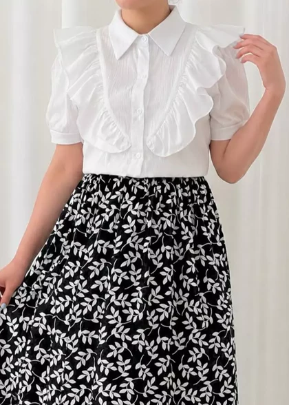شومیز سفید جلوچین کد5720