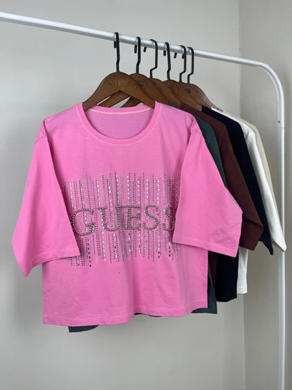 کراپ باکسی GUESS نگین‌دار
