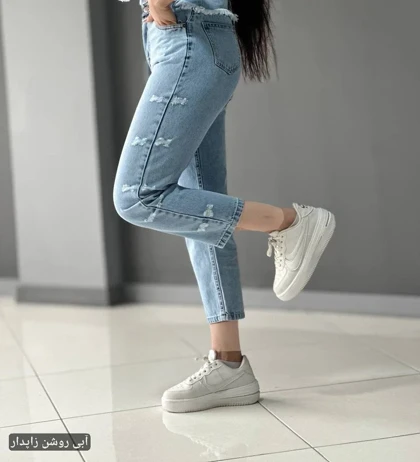 شلوار جین مام استایل راسته زاپ‌دار زنانه کد 10110