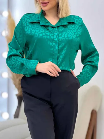 شومیز ساتن طرح پلنگی
