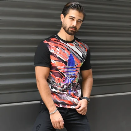 تیشرت مخمل مردانه آدیداس طرح پروانه مدل L102