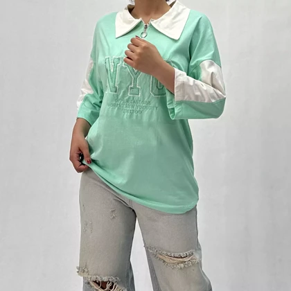 تیشرت زنانه نیم زیپ 00117345801