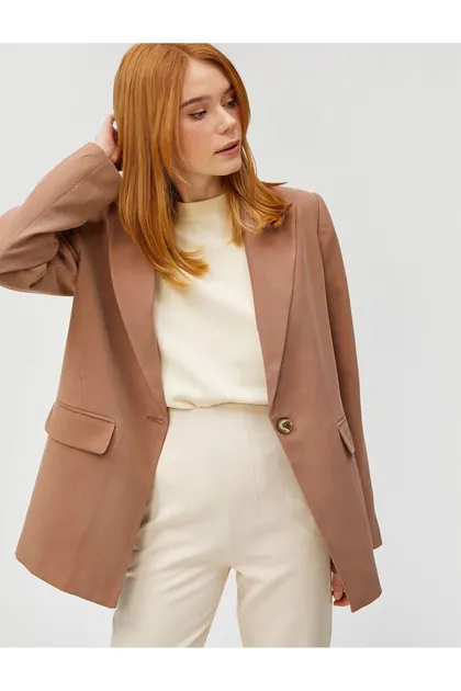 ژاکت بلیزر تک دکمه سایز بزرگ 3WAK50122UW