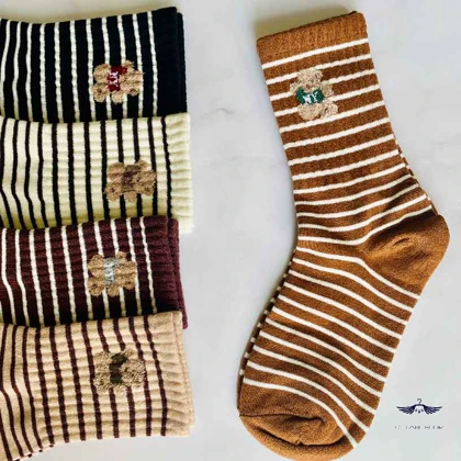 جوراب طرح رینگی گلدوزی تدی برند شایسته