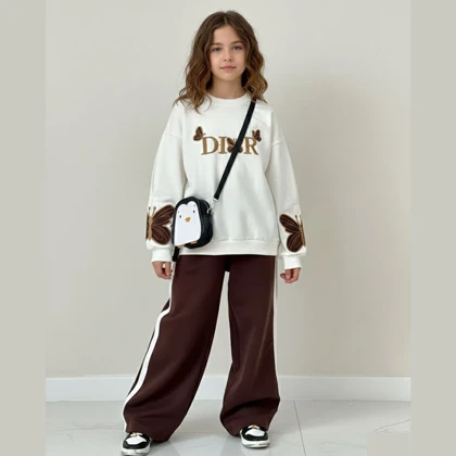 بلوز شلوار دورس دخترانه آستین پروانه