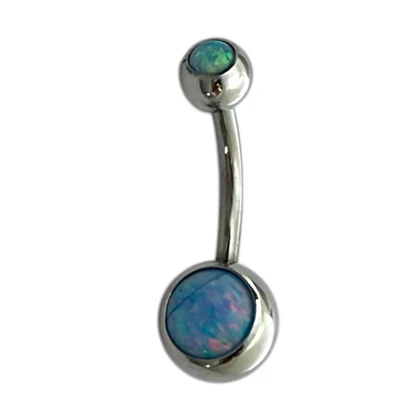 پیرسینگ ناف استیل با نگین اوپال