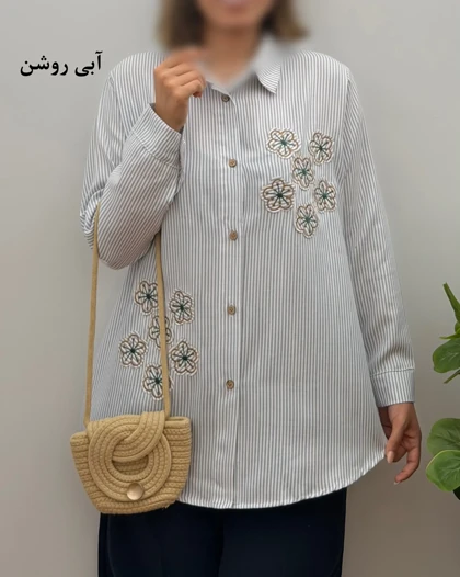 تونیک مانتویی لینن نخ مدل گلدوزی