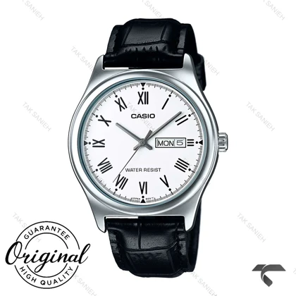 کاسیو کلاسیک MTP-V006L-7BU بند چرم مشکی صفحه سفید Casio-10415-G