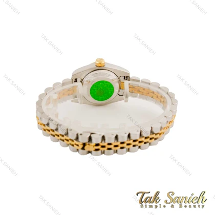 ساعت رولکس زنانه دورنگ طلایی صفحه سبز ایندکس خطی اسمال Rolex-4512-S-L