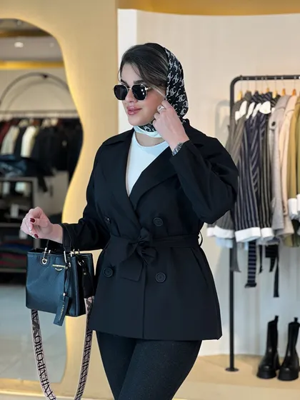 بارانی چهار دکمه مشکی 010208