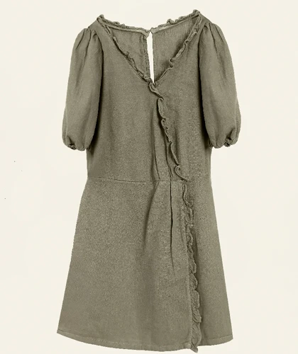 پیراهن لینن زیتونی 588