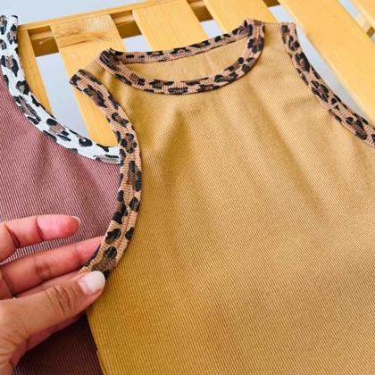 تاپ بیسیک لبه پلنگی زنانه - کد 838