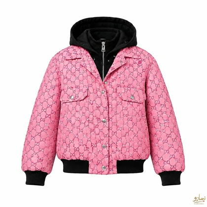 کاپشن ترکیبی زیپ و دکمه Gucci