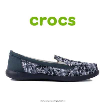 لوفر زنانه کراکس - Crocs Walu 2 Striped Floral Loafer Multi/Navy