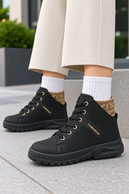 بوت زنانه مدل Versace مشکی کرمی
