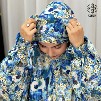 چادرنماز آستین‌دار نیلگون