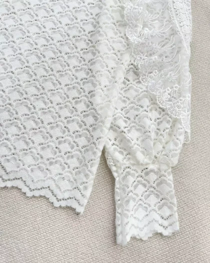 شومیز تمام گیپور آستین کارشده کد 5522