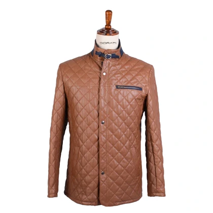 کت چرم عسلی و سورمه‌ای مردانه مدل ریوولی