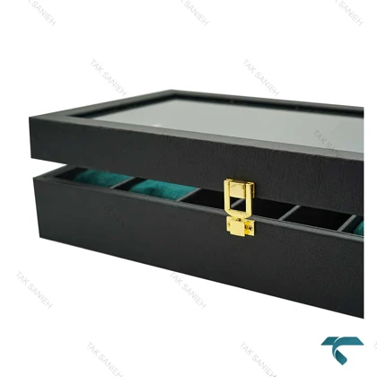 باکس چرمی چندتایی ساعت و عینک مشکی سبز Watches-Box-8-7817-U