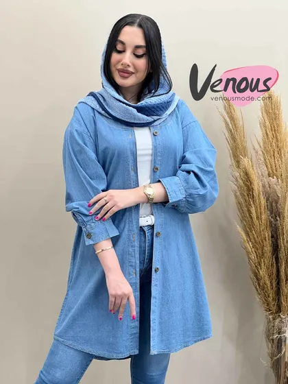 مانتو جین دوخت هلالی