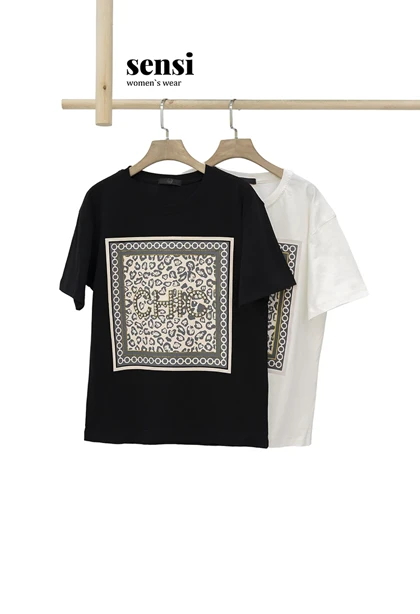 تیشرت پلنگی چاپی نگین‌دار CHIC
