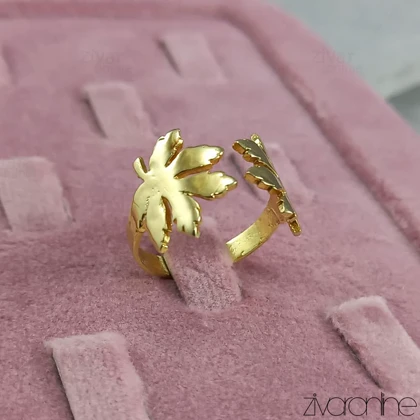 انگشتر زنانه مدل برگ طلایی 30091