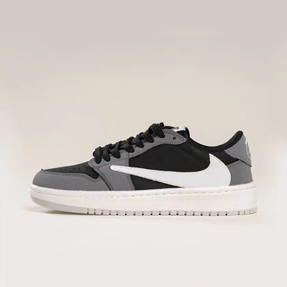 جردن وان ترویس اسکات طوسی مشکی زنانه (Nike Air Jordan 1 x Low Travis Scott Black Gray) کد 2336