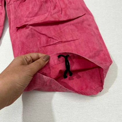 شلوار بگ دخترانه سرخابی کتان