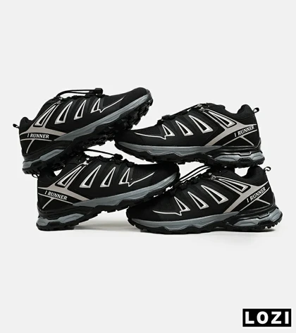 کفش کتانی بزرگ پا مشکی طوسی I-Runner