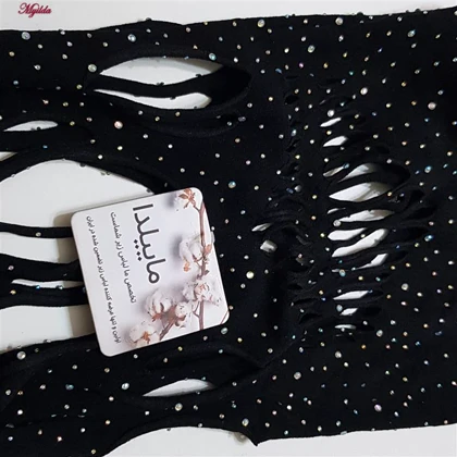 سرهمی فانتزی زنانه مدل نگین‌دار کد 4860-7120 رنگ مشکی