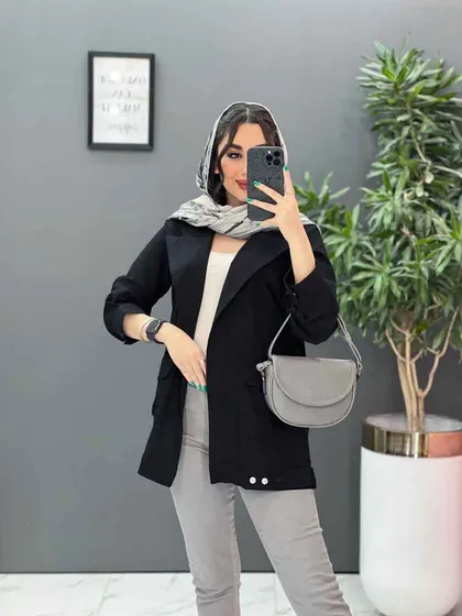مانتو لینن آستین پاگن دو جیب