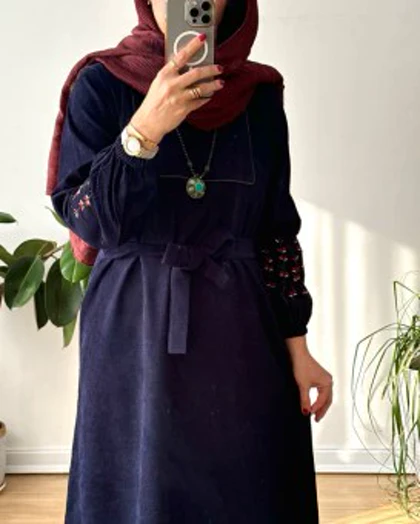 پیراهن مخمل کبریتی گندم