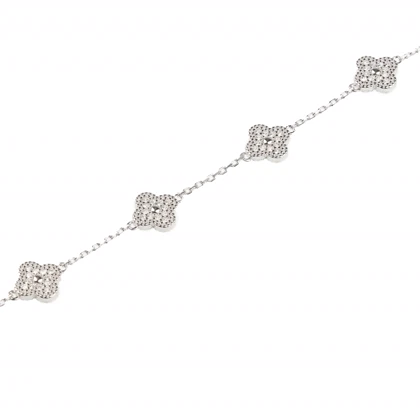 دستبند نقره ونکلیف پنج گل کد 351236