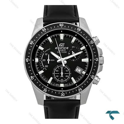 ساعت کاسیو ادیفایس EFV540 مردانه سیلور مشکی بند چرم Casio-7901-G