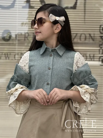 شومیزلینن آستین گیپور